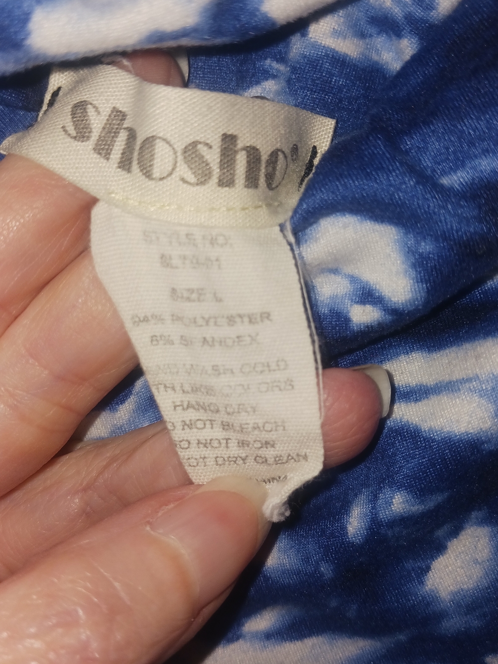 Shosho blue tie-dye leggings, size L, soft stretch fabric, high-waisted athletic - Picture 2 of 3